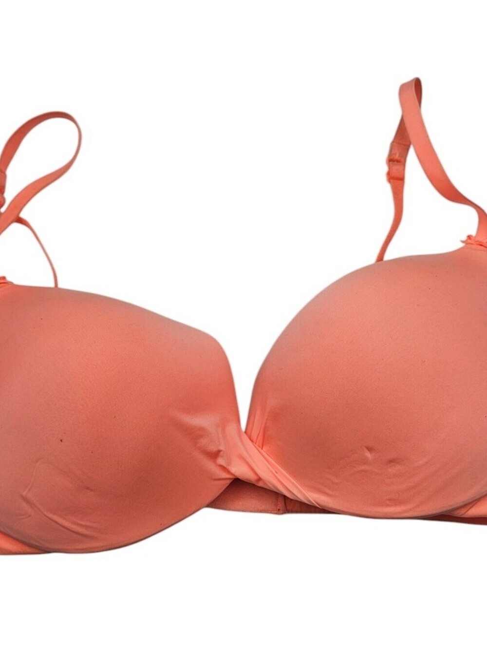 Victorias Secret Sz 36D Classic Plunge Bra Pastel Orange Padded